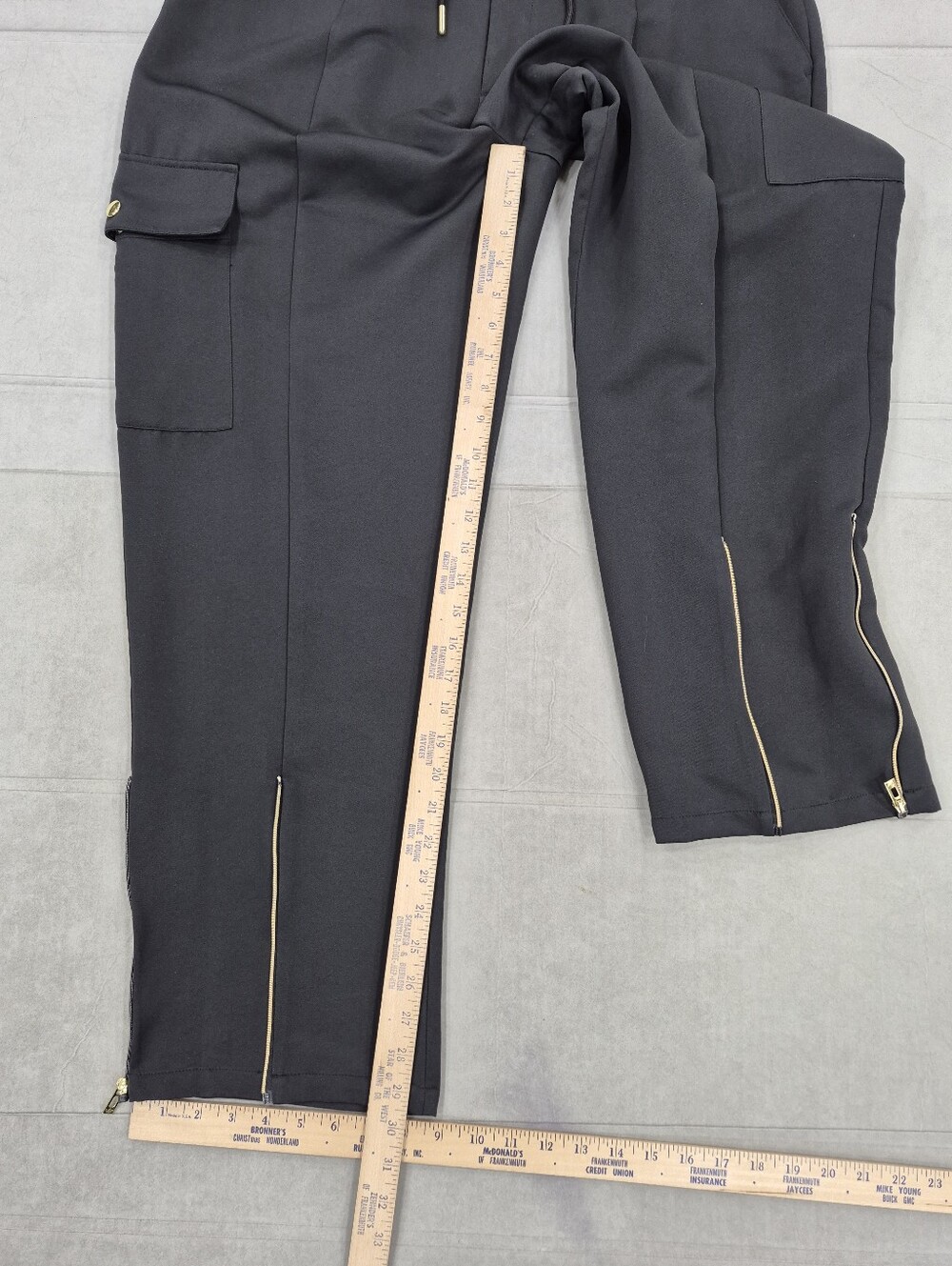 Adidas Originals Cargo Pants women's large black gold logo zipper ankles - Picture 7 of 13